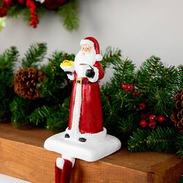 Northlight - 7" Santa with Cookies and Hot Cocoa Christmas Stocking Holder - Red