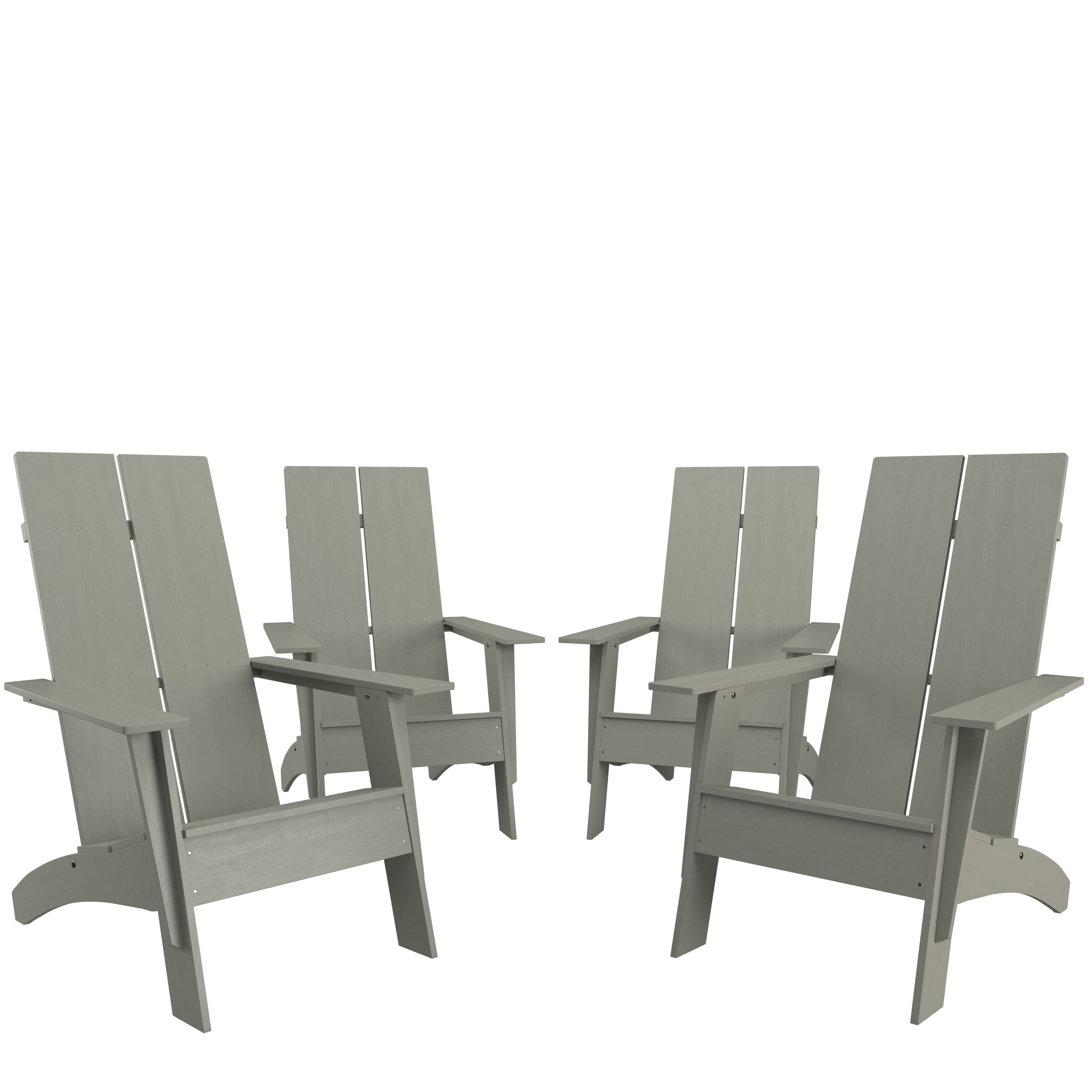 Emma + Oliver - Set of 4 Modern Dual Slat Back Indoor/Outdoor Adirondack Style Chairs - Gray price history on PriceWatchPro