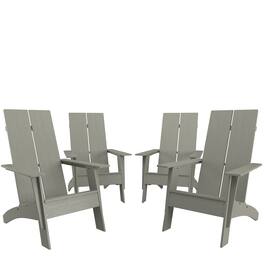 Emma + Oliver - Set of 4 Modern Dual Slat Back Indoor/Outdoor Adirondack Style Chairs - Gray