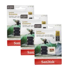 3x SanDisk 32GB Extreme UHS-I microSDHC Memory Card with SD Adapter