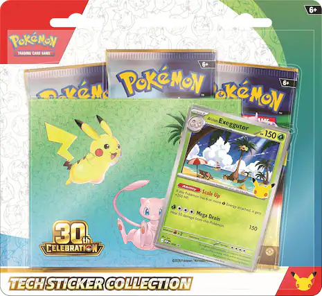 6+
POKÉMON TRADING CARD GAME
6+
POKÉMON TM
LEKMON
6+
STAGE 1
TM
Alolan Exeggutor
Exeggeute
HP 150
30th CELEBRATION
NO EOTO COCONUT
Pokémon HT.
Ability 35'g
If this Pokémon has 6 or more Energy attached, Heal it so Mega gets damage from Drain this Pokémon.
weakness 150 x 2
Mus. resistance
MEPALI
ousa
As retreat it grew taller on and psychic taller, W the powers, while outgrew its of within " reliance 2026
Pokémon Nintendo GAME the awakened FREAK sleeping dragon.
TECH STICKER COLLECTION