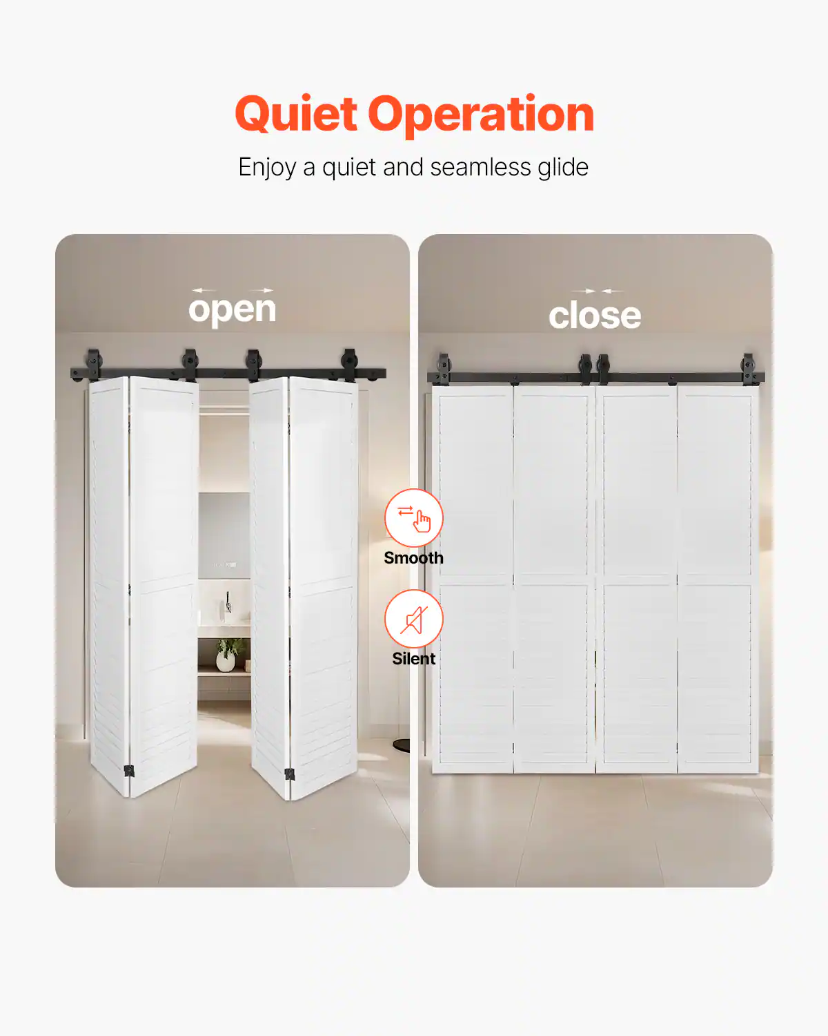 Quiet Operation  
Enjoy a quiet and seamless glide  

open  
close  

Smooth  
Silent