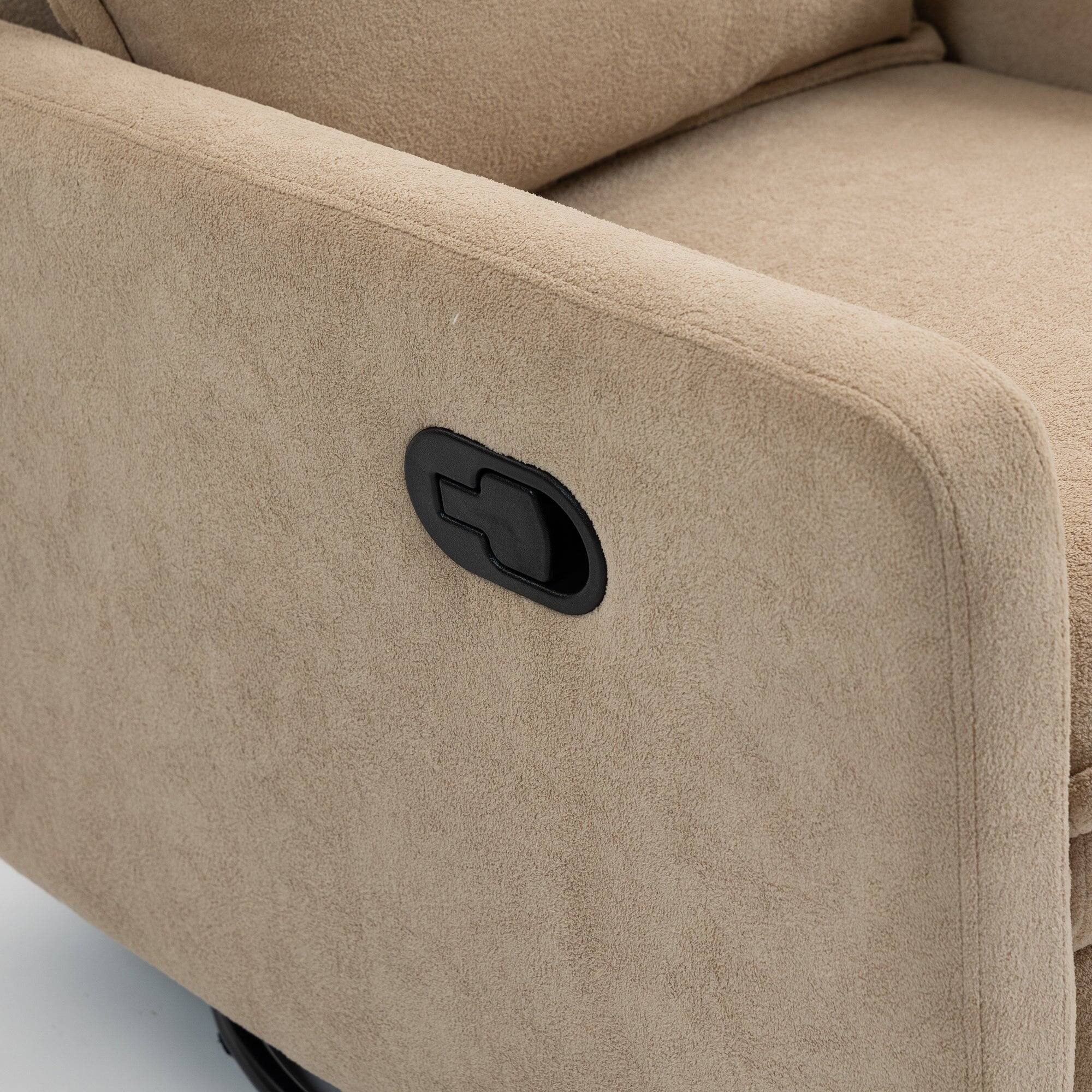 Alt View 3. Boyel Living - 360° Rotating Short Plush Manual Button Armchair Sofa Living Room Leisure Chair Camel - Camel.