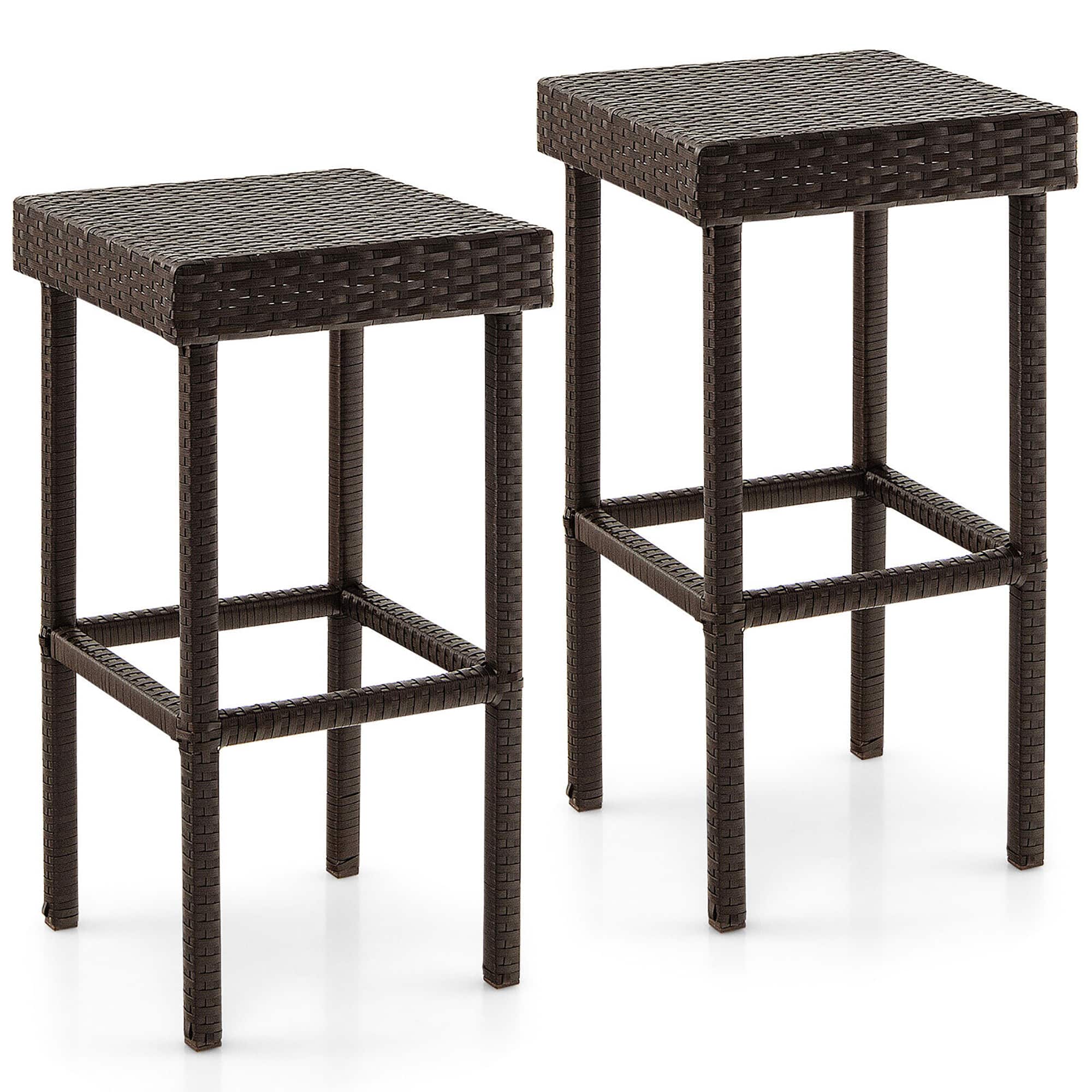 Gymax - Patio 2 PCS Rattan Wicker Bar Stool Chairs Counter Height Barstools - Mix Brown price history on PriceWatchPro