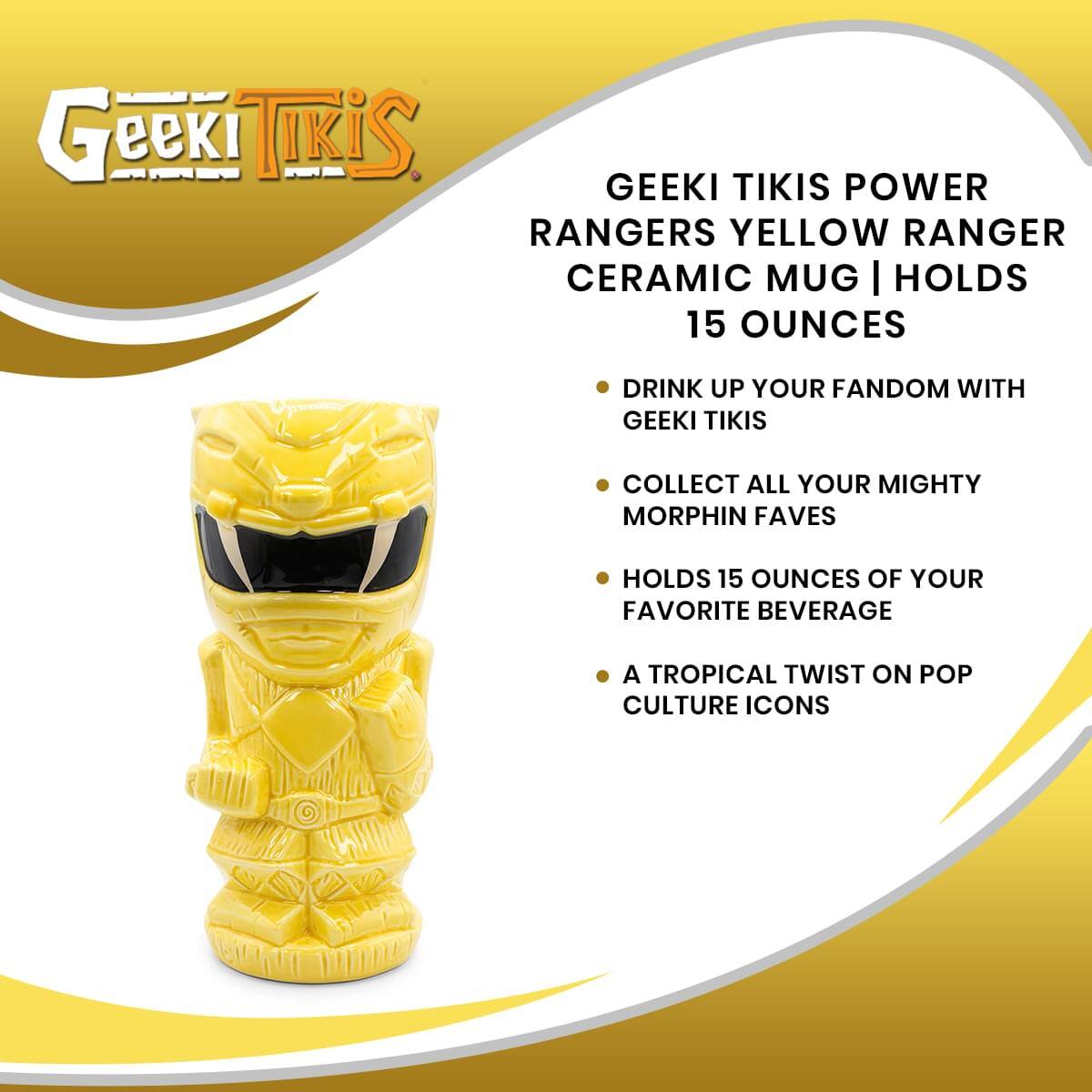 Geeki Tikis Power Rangers Yellow Ranger Ceramic Mug | Holds 15 Ounces

- Drink up your fandom with Geeki Tikis
- Collect all your Mighty Morphin Faves
- Holds 15 ounces of your favorite beverage
- A tropical twist on pop culture icons