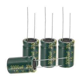 Unique Bargains - 3300uF 16V 13x21mm Electrolytic Capacitor, High Frequency, Low Impedance, Radial Leads, 24pcs - Green
