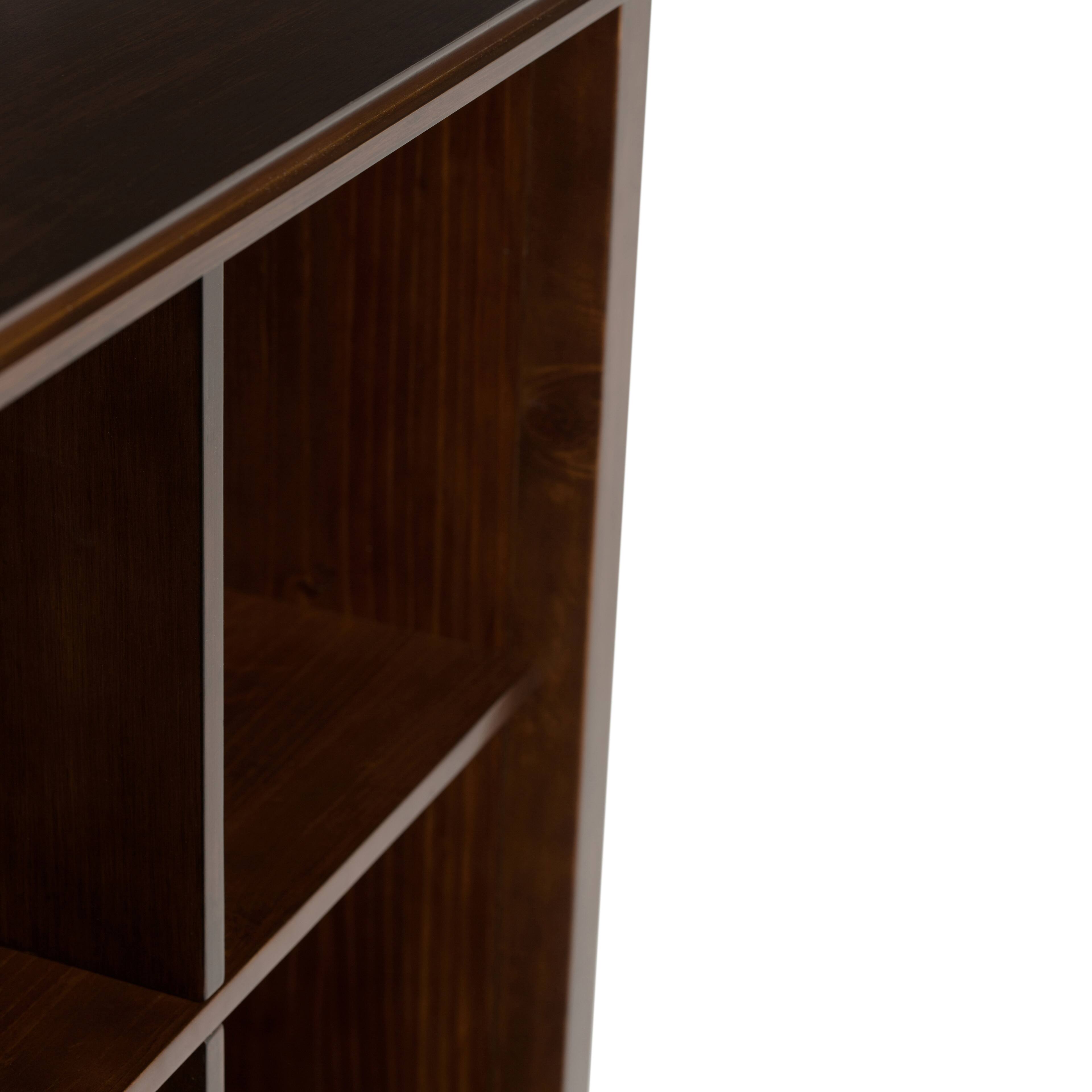Alt View 12. Simpli Home - Artisan 8 Cube Storage Sofa Table - Russet Brown.