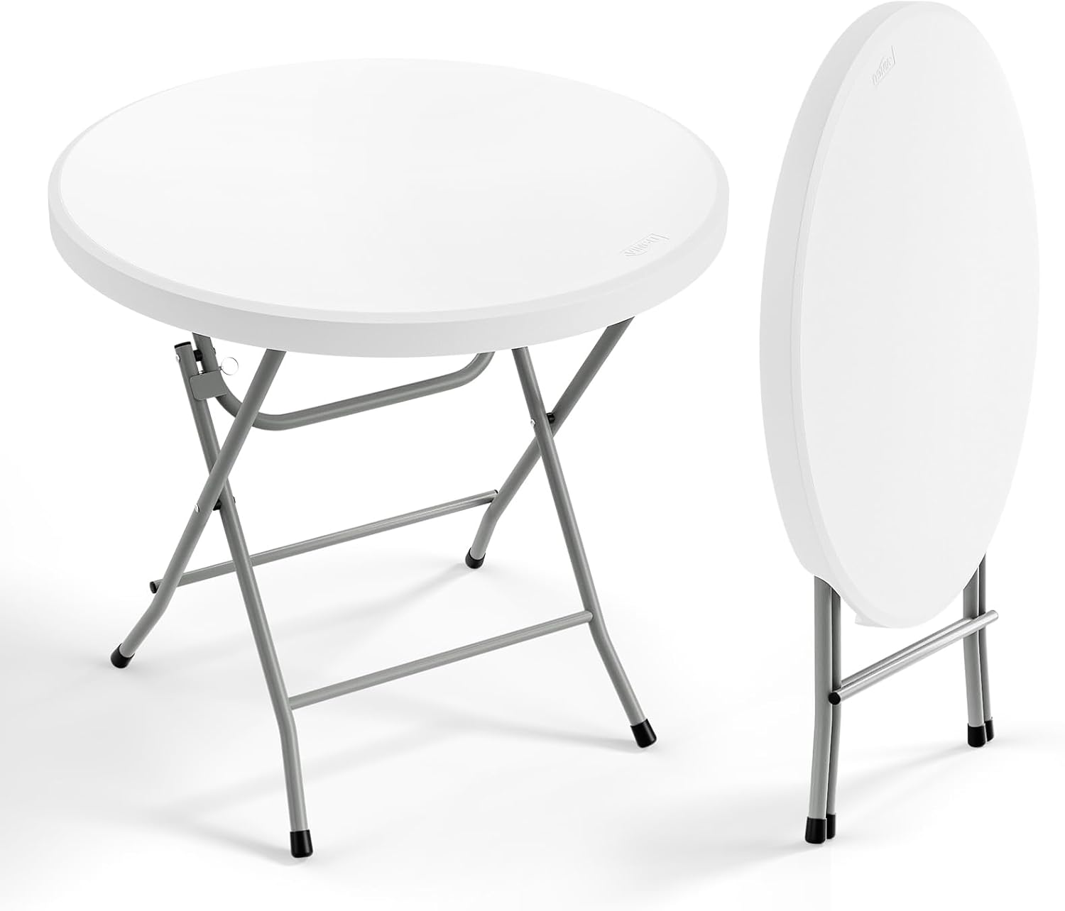Alt View 1. Winado - 32in Round Folding Commercial Banquet Table Portable Plastic Coffee Card Dining Table for In/Outdoor Party Wedding Event - White-31" H.