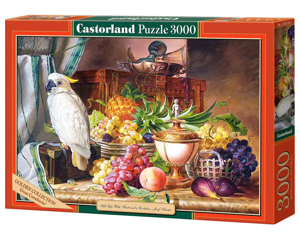 Castorland - 3000 Piece Jigsaw Puzzles, Still Life With Fruit and a Cockatoo, Josef Schuster, Adult Puzzles, C-300143-2 - Red