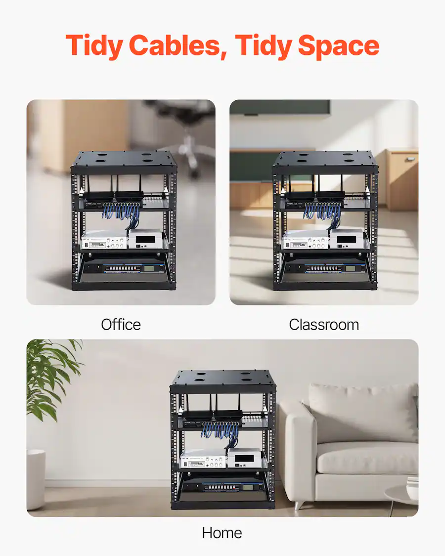 Spt Racks VEVOR 12U Open Frame Network Rack, 23 in Depth, Wall Mounted or Floor ...