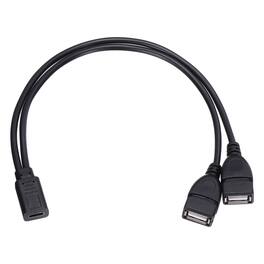 Unique Bargains - Type C Female to USB A Female 2-in-1 Splitter 11.8" 5V 3A Charging - Black