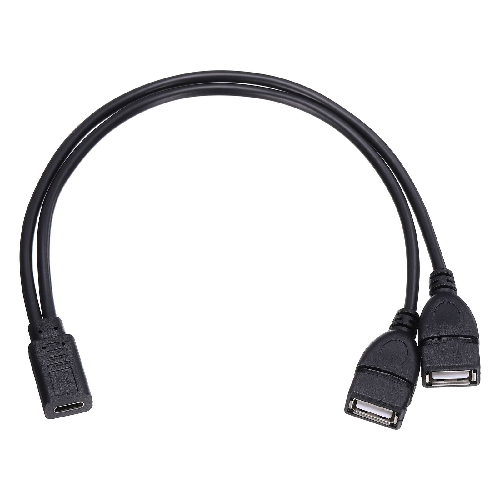 Front. Unique Bargains - Type C Female to USB A Female 2-in-1 Splitter 11.8" 5V 3A Charging - Black.