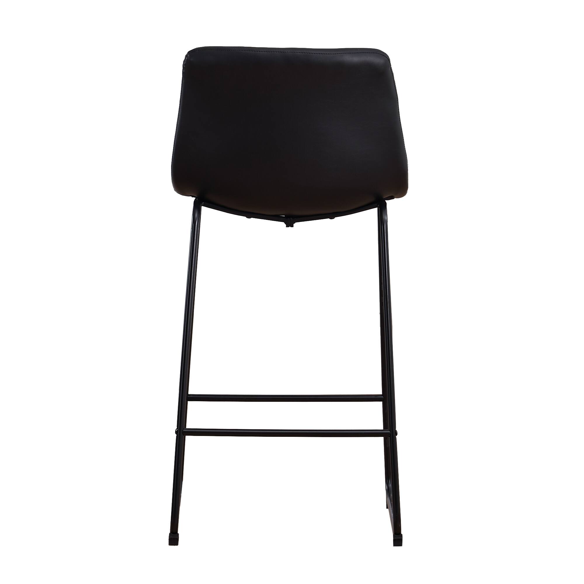 Back. FERPIT - FERPIT Modern Faux Leather Counter Bar Stools Upholstered with Metal Frame 2 Pack - Black.