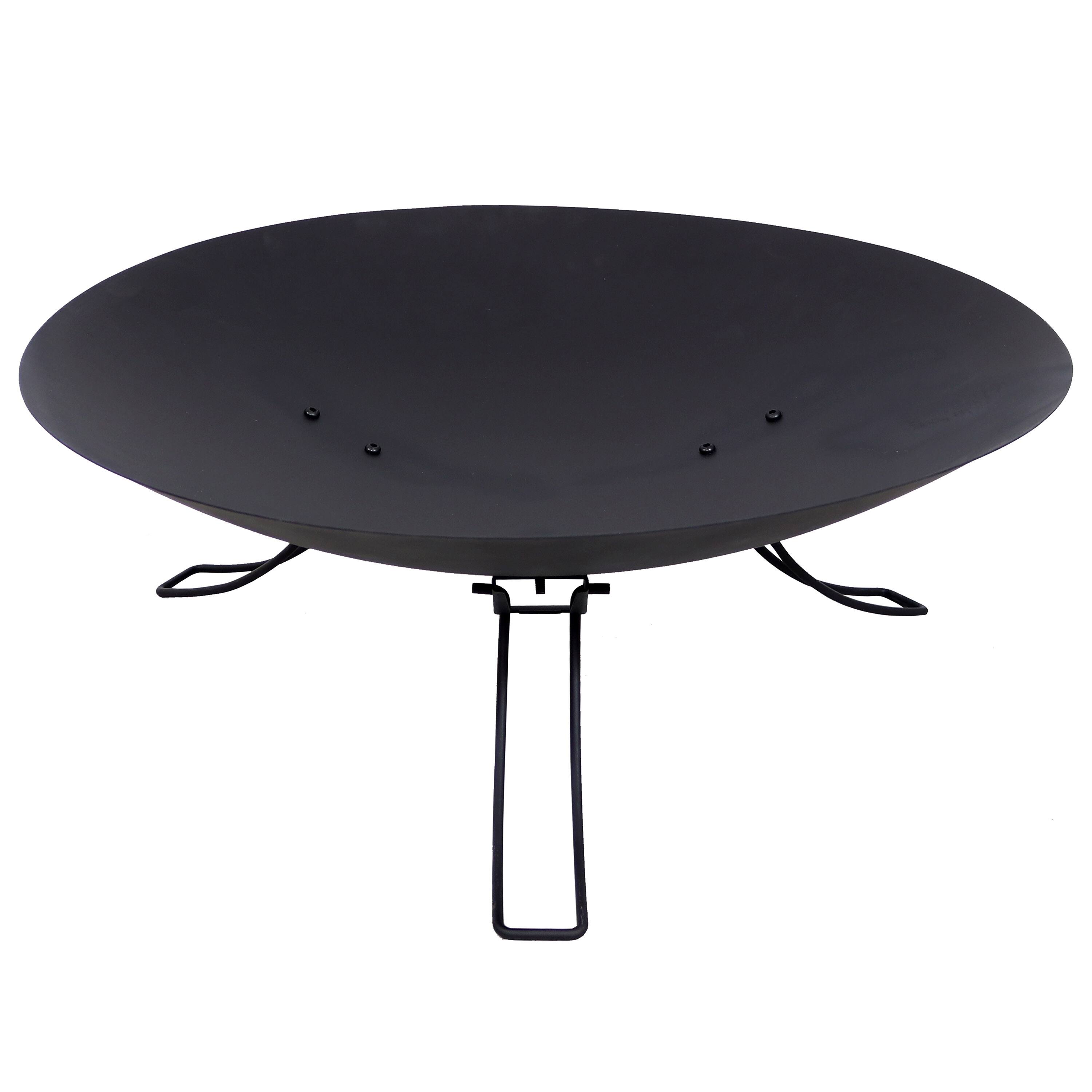 Front. Sunnydaze - Classic Ebony Steel Portable Folding Fire Pit - 24 in - Black.
