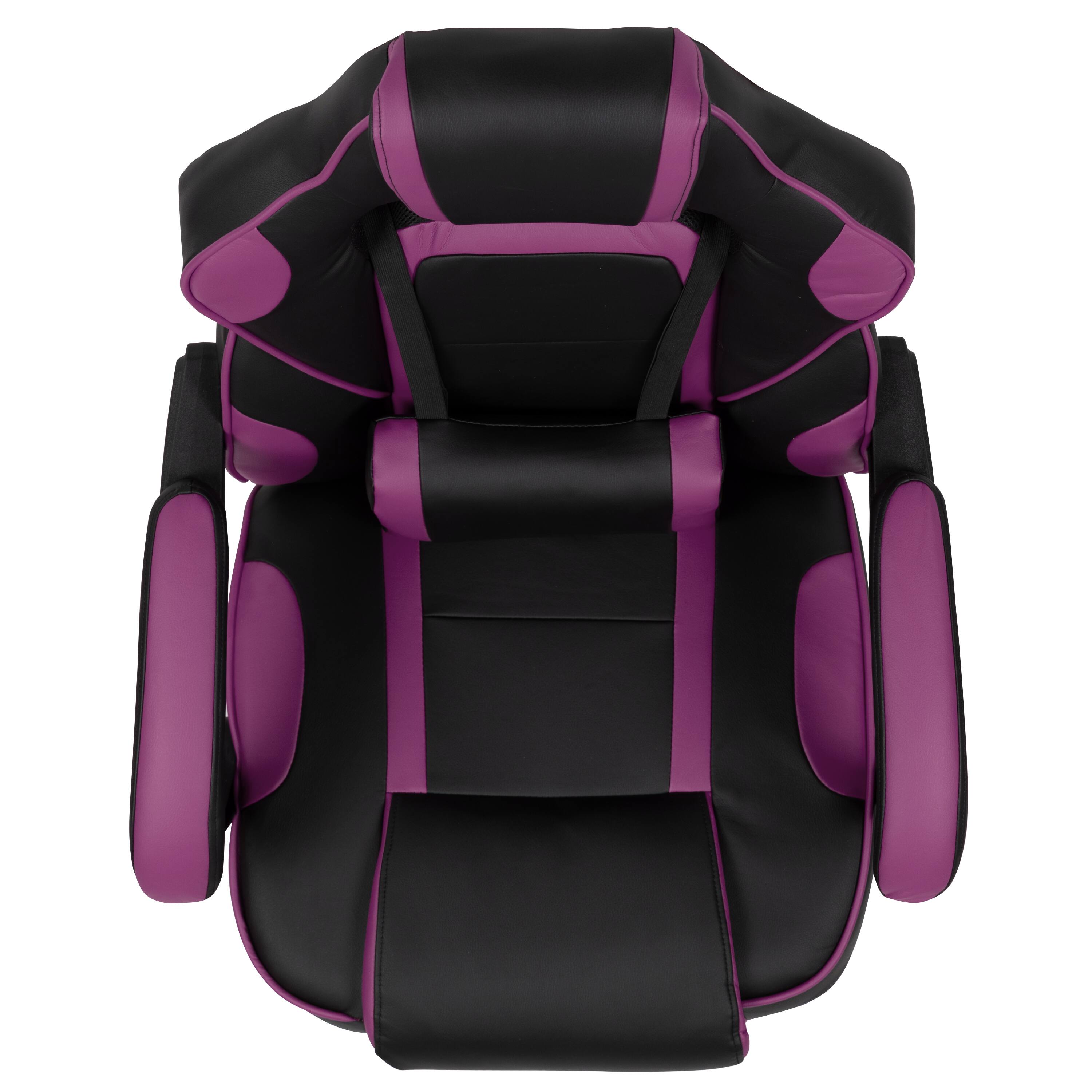 Alt View 9. Emma + Oliver - Ergonomic Gaming Chair -Recline Back/Arms, Footrest, Massaging Lumbar - Black with Purple Trim.
