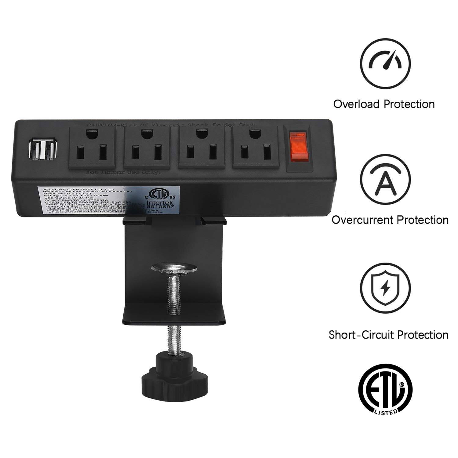 Overload Protection  
Overcurrent Protection  
Short-Circuit Protection  

ETL Listed  

CETD  
Intertek  

FOR Indoor USE ONLY.  

JERONIMENTERPRISE CO., LTD  
C12-10002  
1500W  
UL 1310