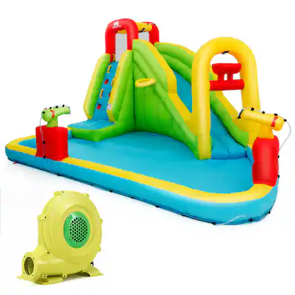 Front. Gymax - Gymax Outdoor Inflatable Splash Water Bounce House Jump Slide w/Blower.