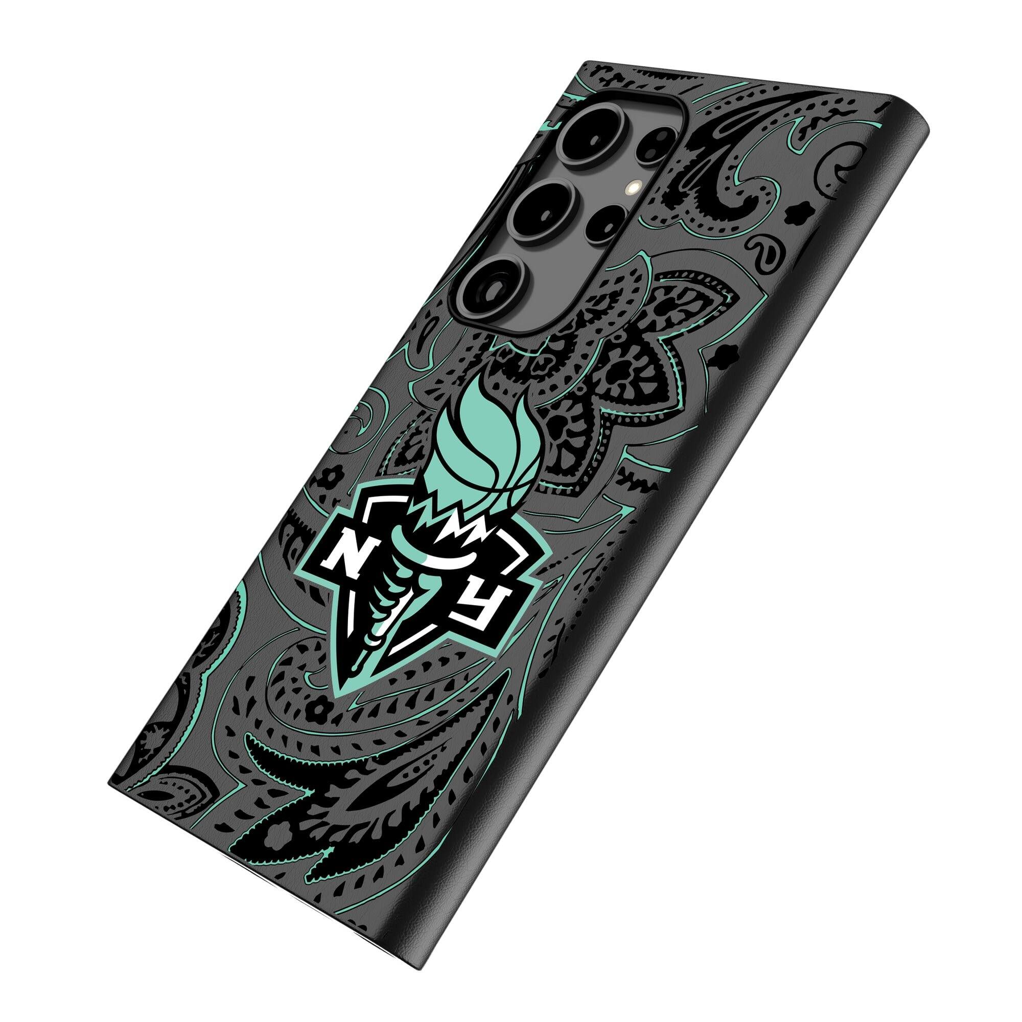 Alt View 1. Keyscaper - New York Liberty Paisley Galaxy Magnetic Bump Case - S25 - Black.