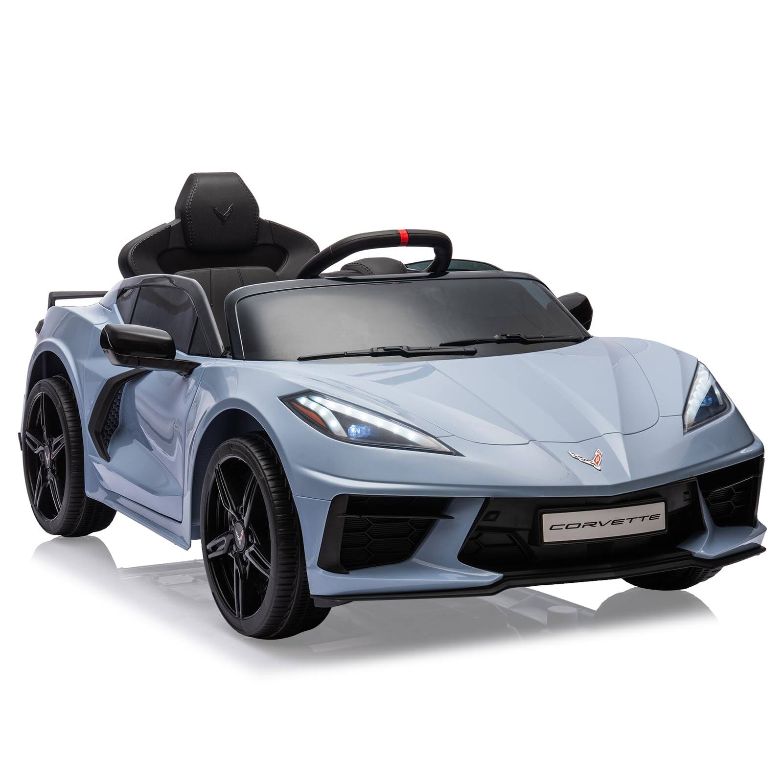Front. Jojoka - 12V Kids Ride on Car Licensed Corvette Battery Powered Car for Toddles Electric Sports Car Toy with Remote Control.