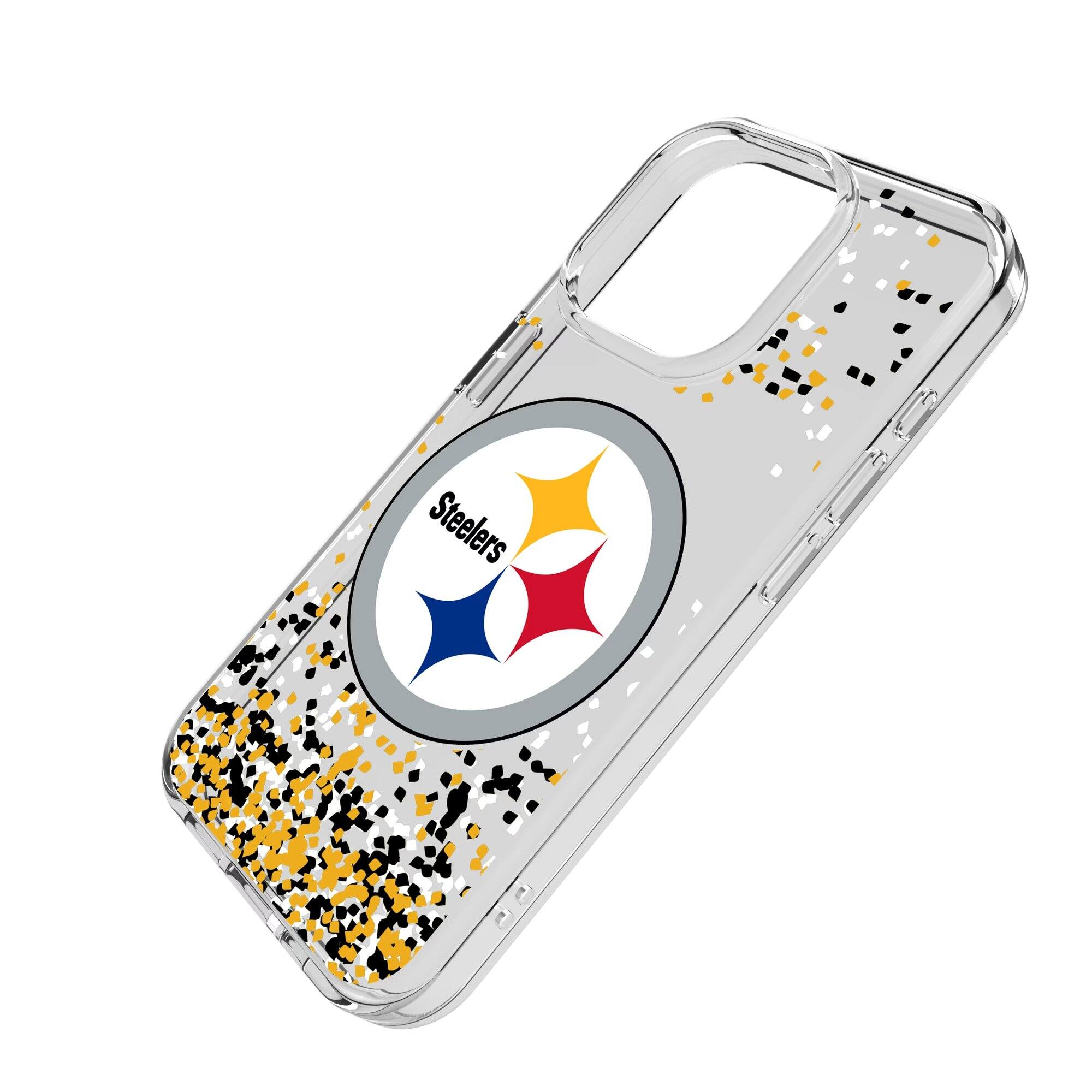 Alt View 1. Keyscaper - Pittsburgh Steelers iPhone Clear Case with Confetti Design - 15 Pro - Multicolor.