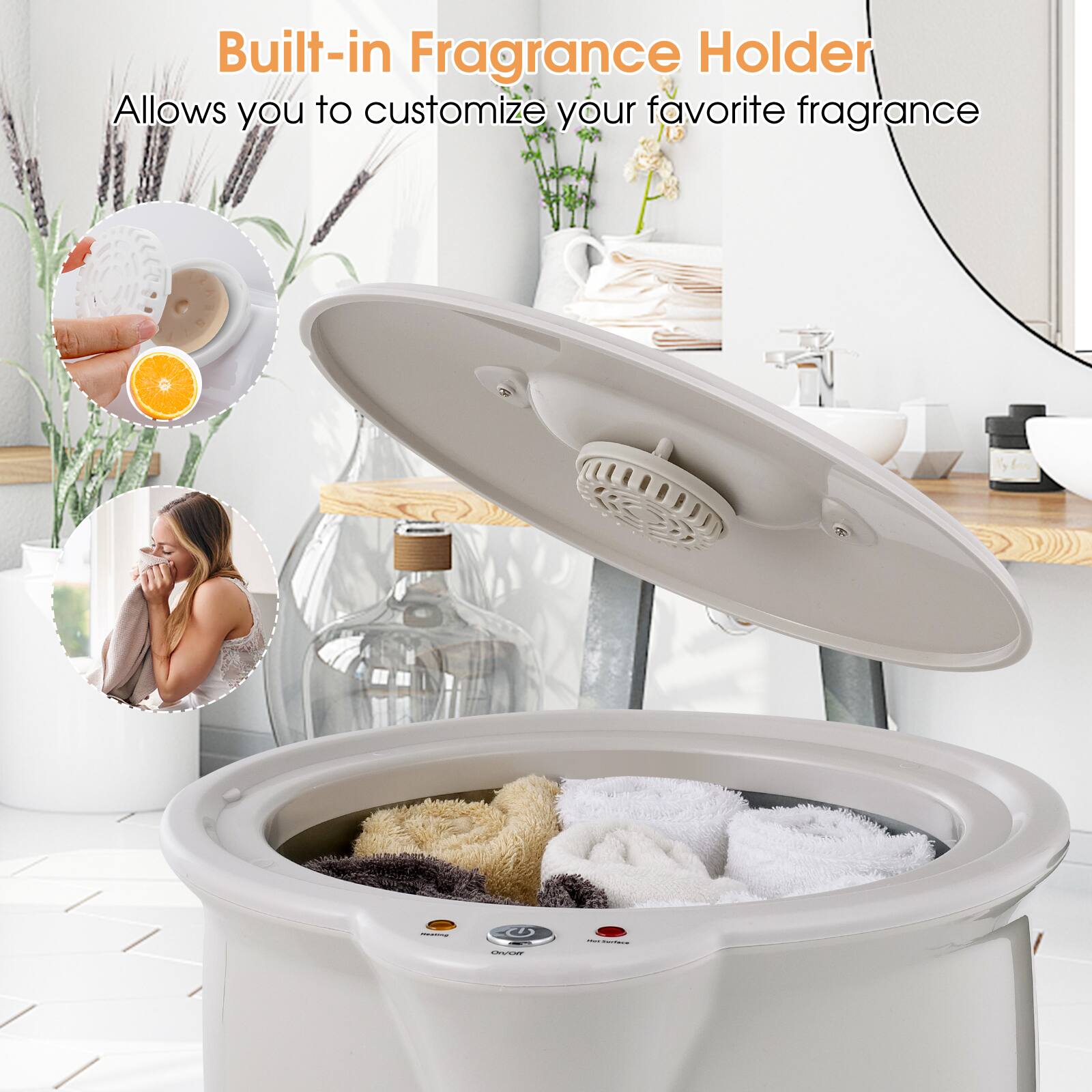 Alt View 4. Costway - Costway Bathroom Towel Warmer Bucket with Fragrance Holder & Auto Shut Off - Gray.