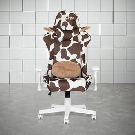 GOODSILO - Unique Cow Print Gaming Chair with Plush Headrest and Lumbar Support for Ultimate Comfort - Brown