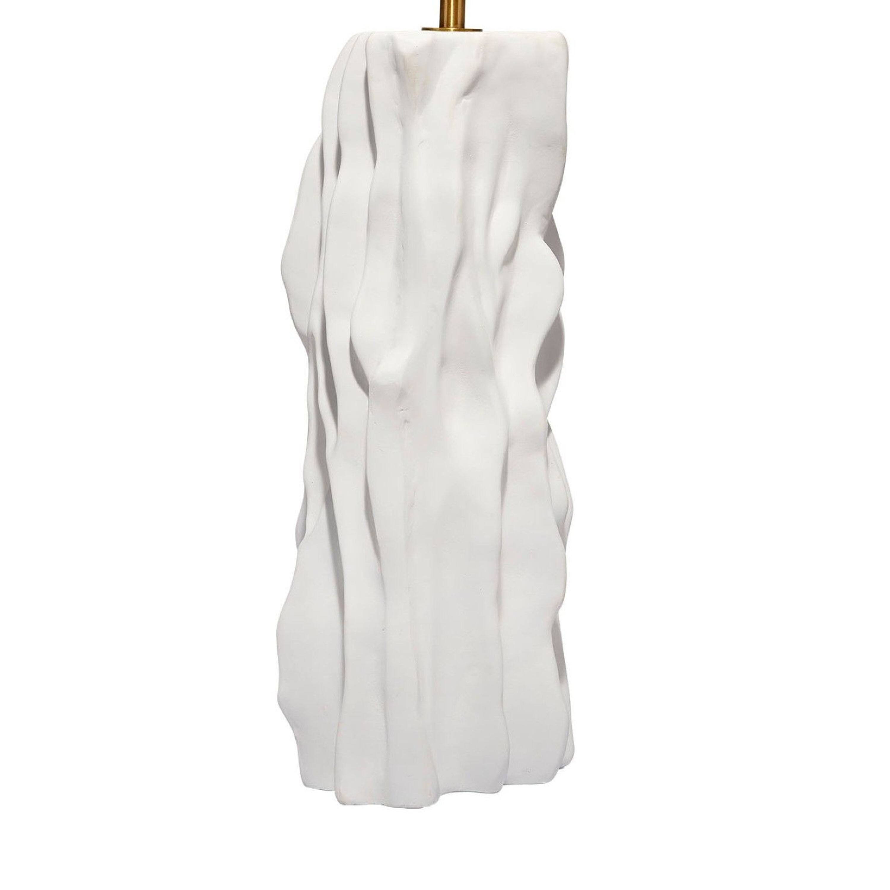 Back. Manhattan Lane - Sery Table Lamp, Linen Shade, Textured Ceramic 31 Inch - Matte White.