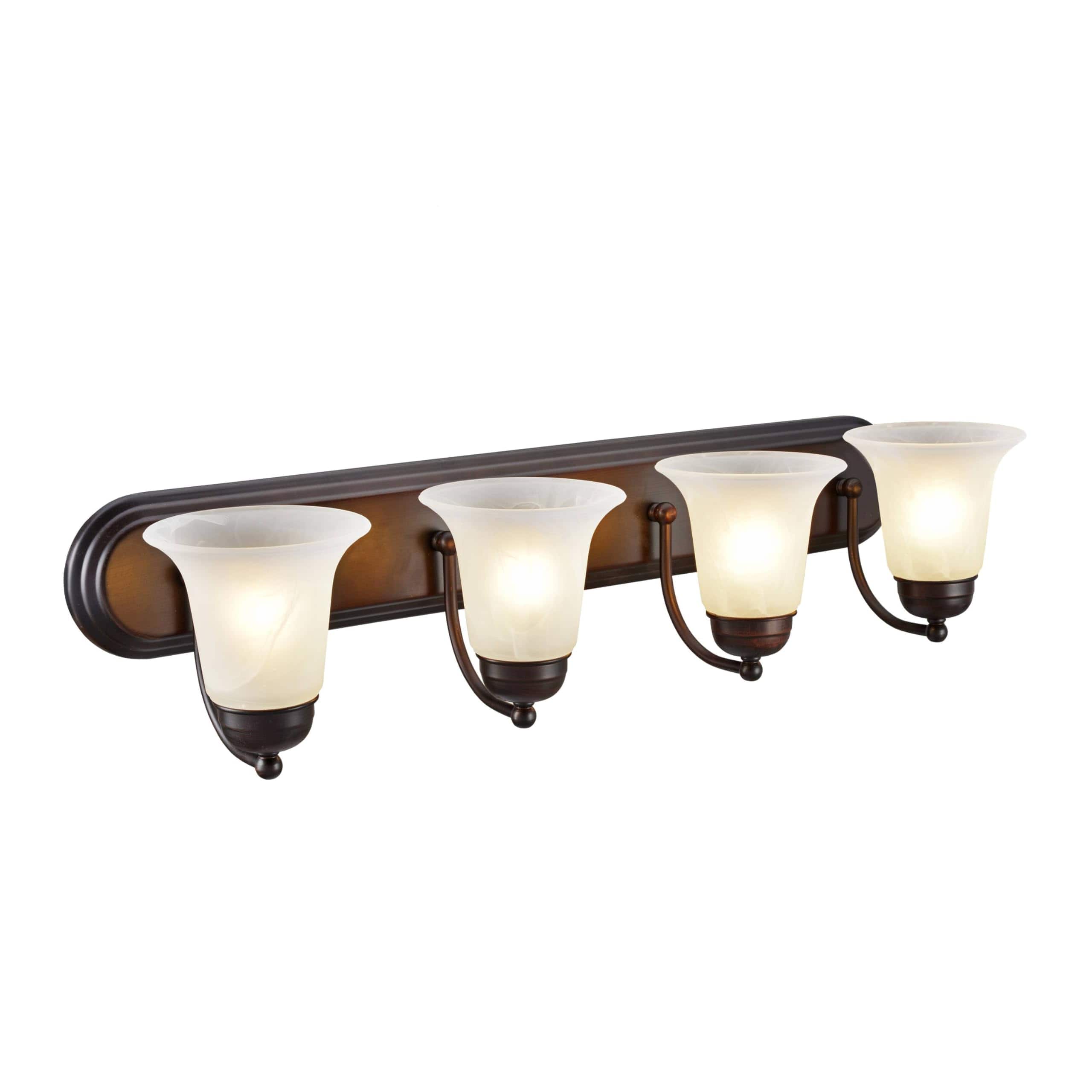 Earthley Blooms - Bathroom Vanity Lights Fixture W X H D Oil Rubbed Bronze Finish alabaster Glass - Default