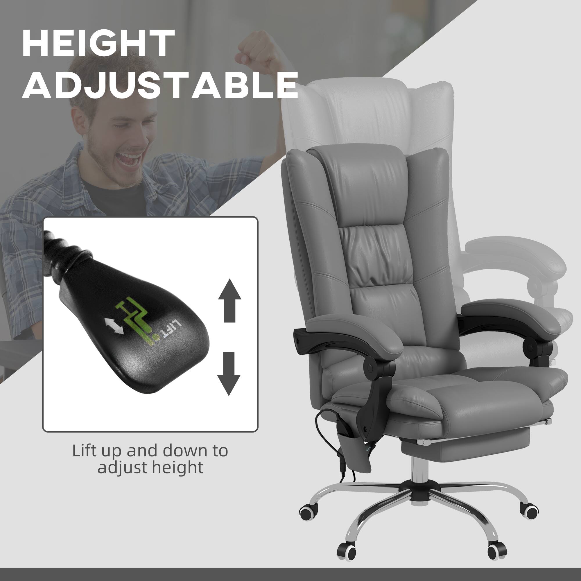 HEIGHT ADJUSTABLE

Lift up and down to adjust height