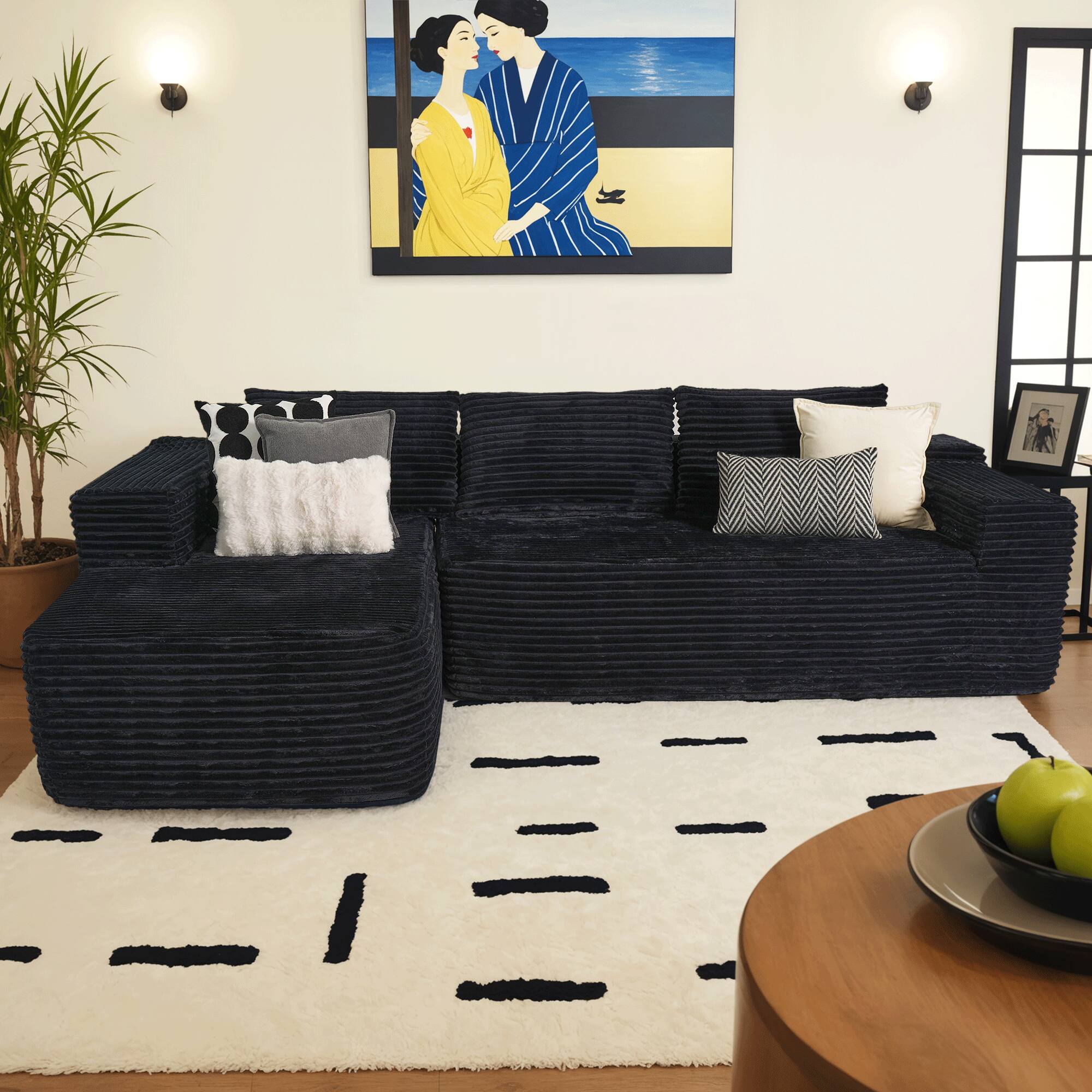 Black(Plush Corduroy, Left Facing)