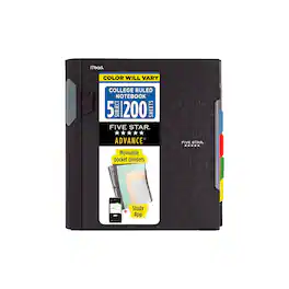 Five Star - Advance 5-Subject Subject Notebooks, 8.5" x 11", College Ruled, 200 Sheets, (06326) - Color chosen at random