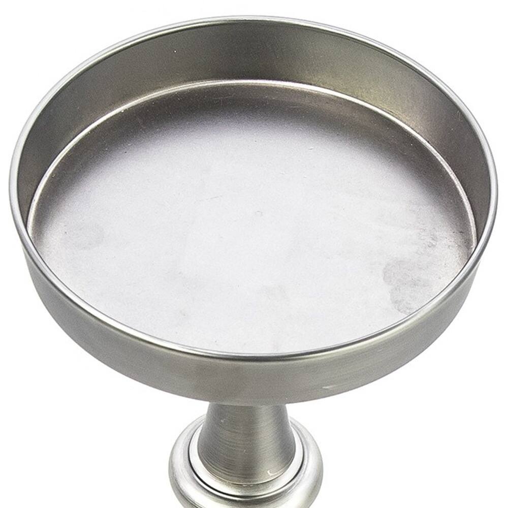 Back. Hivvago - Hivvago Brushed Finish Drink Size Accent Table - Silver.
