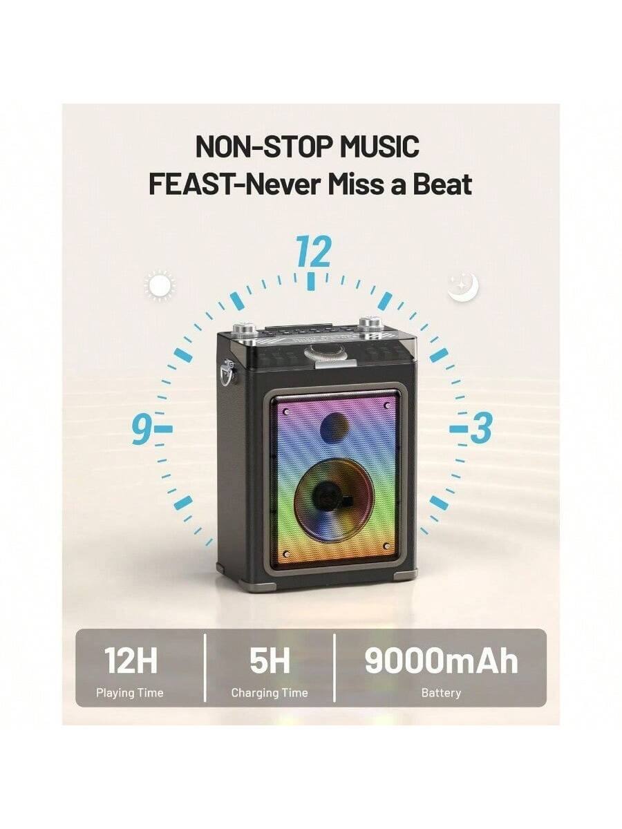 NON-STOP MUSIC FEAST - Never Miss a Beat

12H Playing Time  
5H Charging Time  
9000mAh Battery