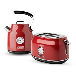 Haden - Stainless Steel Retro Toaster & 1.7 Liter Stainless Steel Electric Kettle - Red