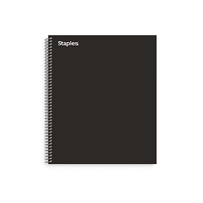 Staples - 5-Subject Notebook, 8.5" x 11", College Ruled, 200 Sheets - Black