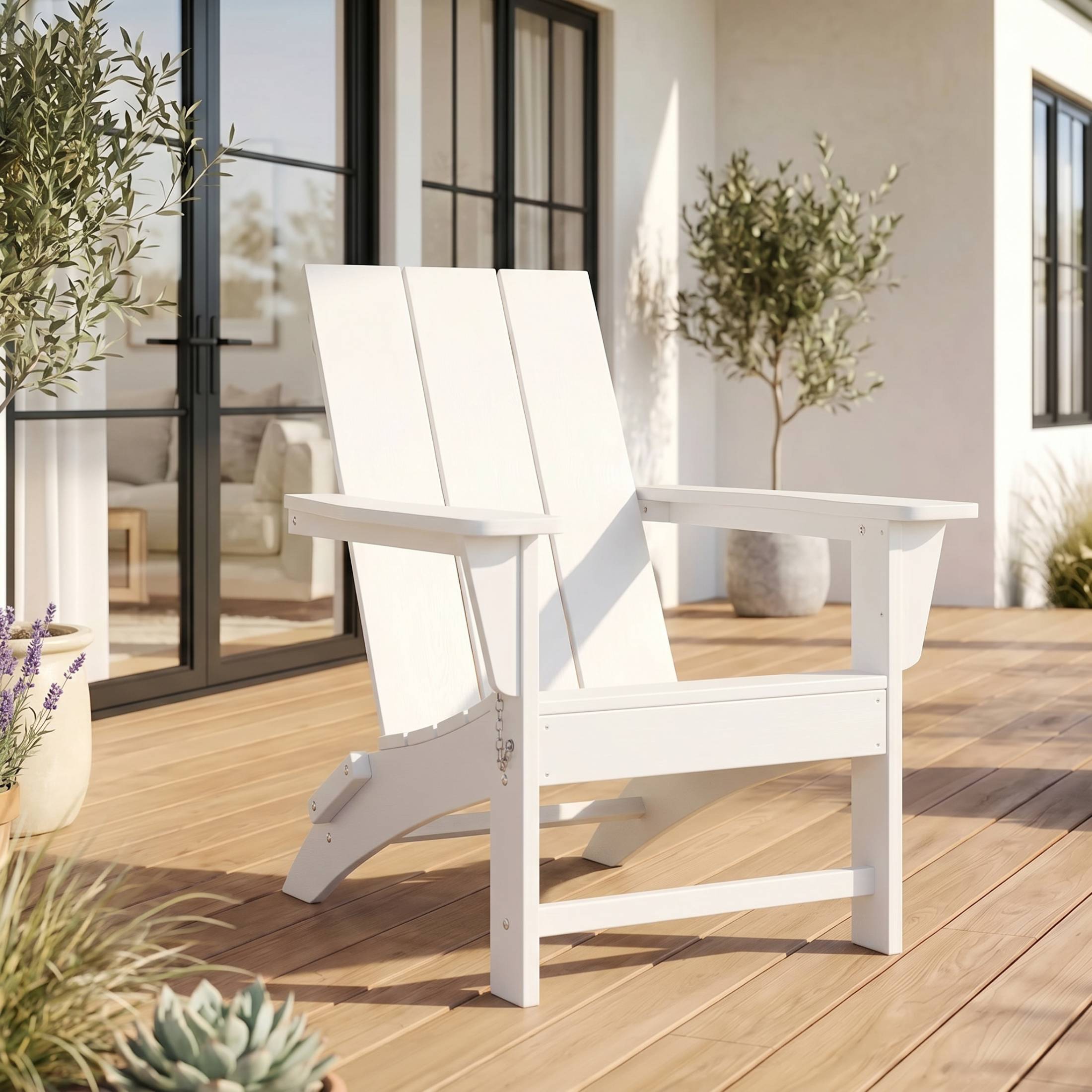 Angle. WestinTrends - WestinTrends Ashore Outdoor HDPE Modern Folding Adirondack Chair - White.