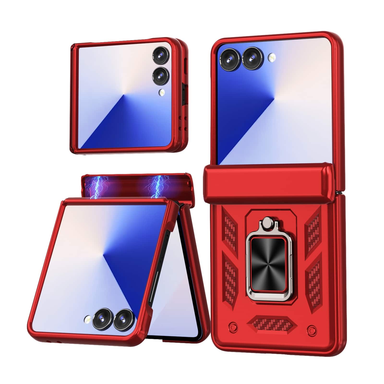 Dteck - Heavy Duty Rugged Case for Samsung Galaxy Z Flip7 Shockproof Hard Shell Cover with Hinge Protection & Ring Kickstand - Red price history on PriceWatchPro