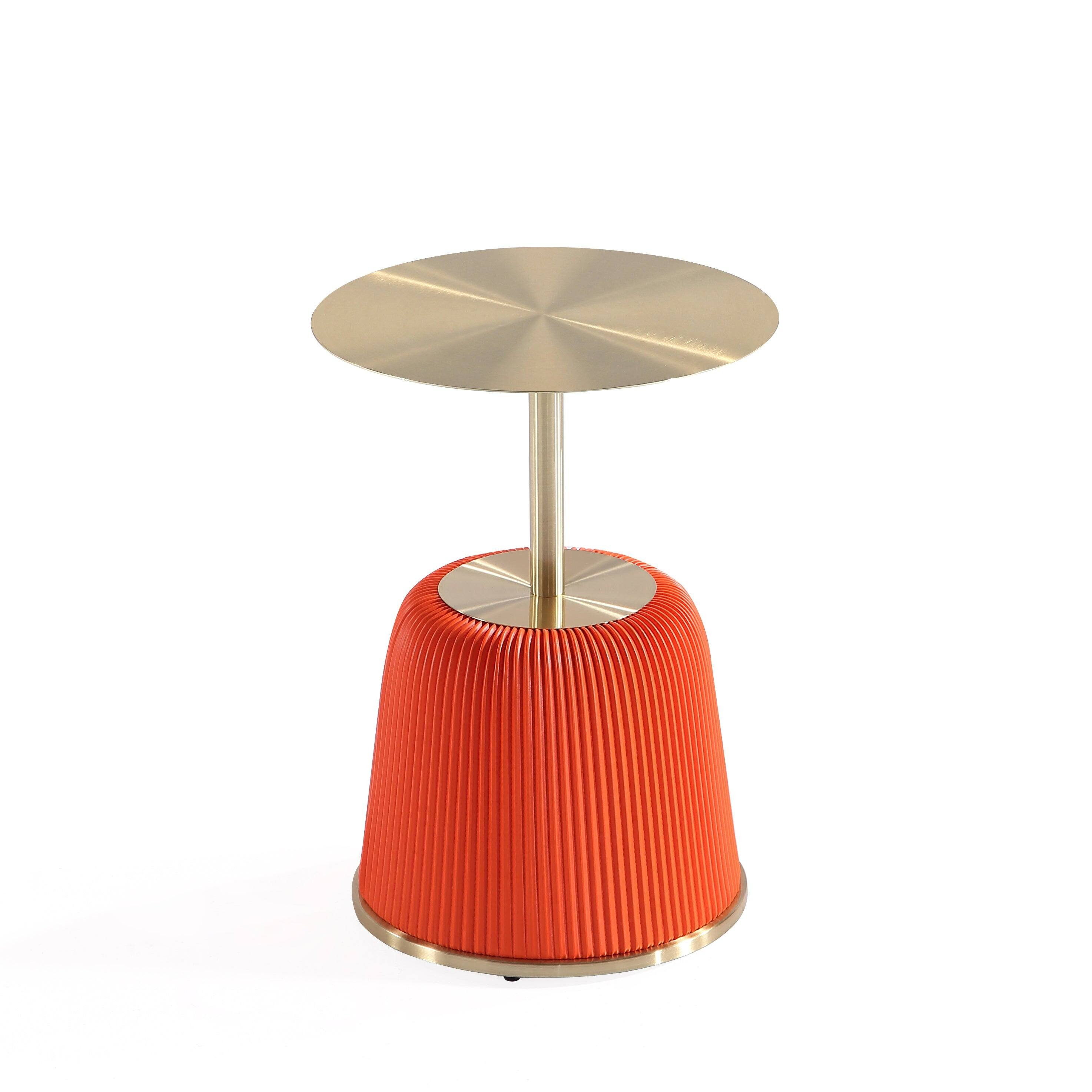 Alt View 4. Manhattan Comfort - Anderson Modern Metal Top Upholstered End Table - Orange.