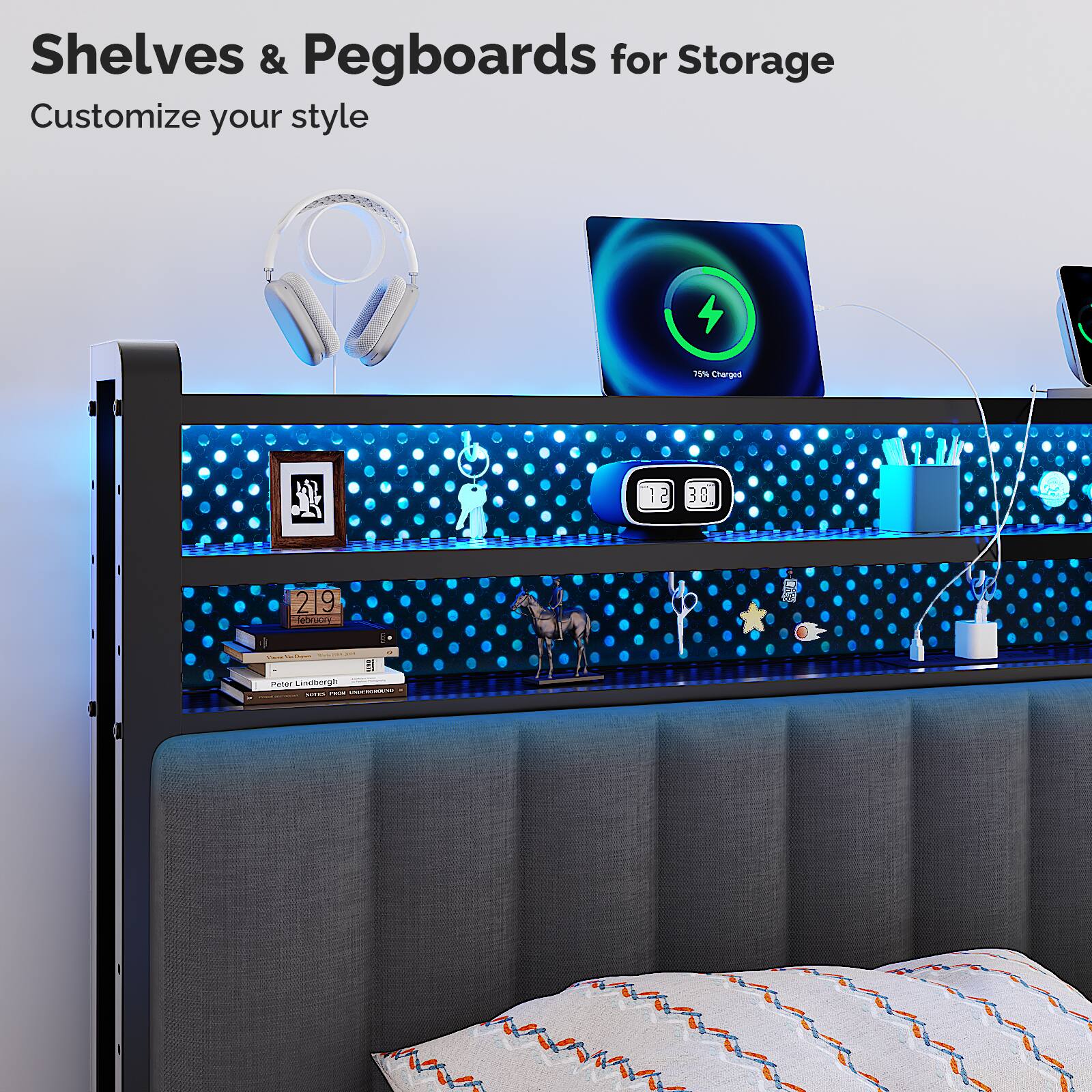 Shelves & Pegboards for Storage  
Customize your style