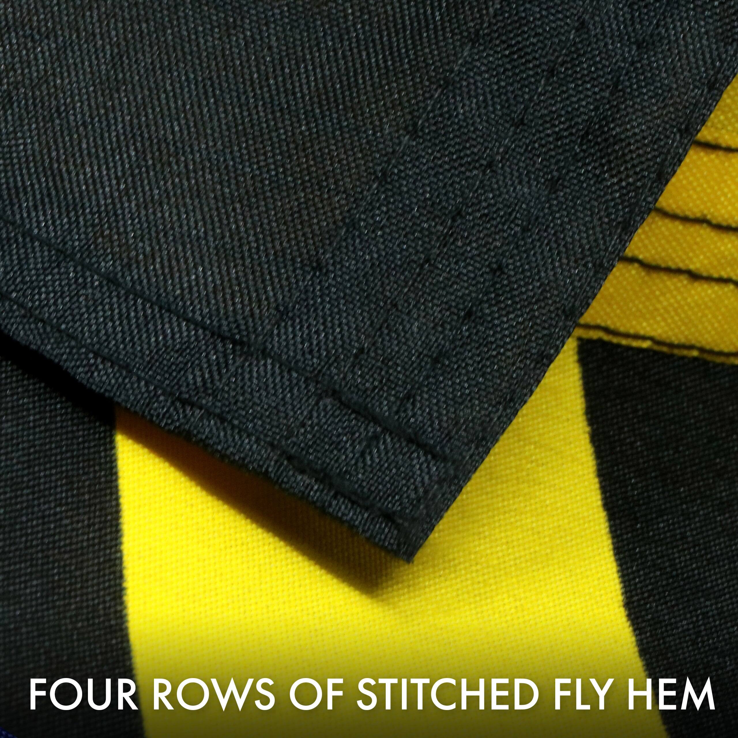 Four rows of stitched fly hem