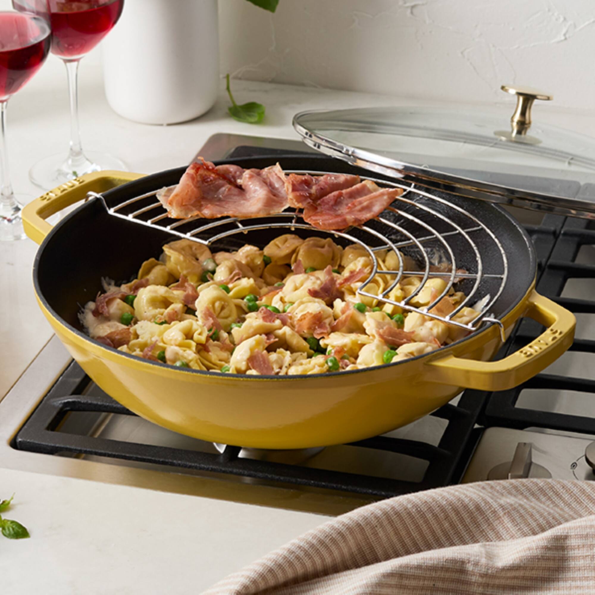 Alt View 4. Staub - Staub Cast Iron Perfect Pan , Wok , 4.5-quart,  serves 4-5, Made in France, Citron - Citron.
