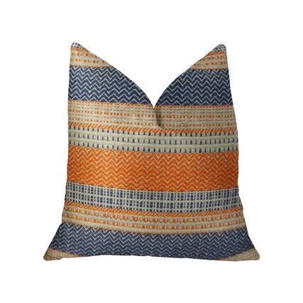 Front. Plutus Brands - Anastasia and Handmade Luxury Pillow - Double sided 20" x 20" - Orange, Navy, Cream.