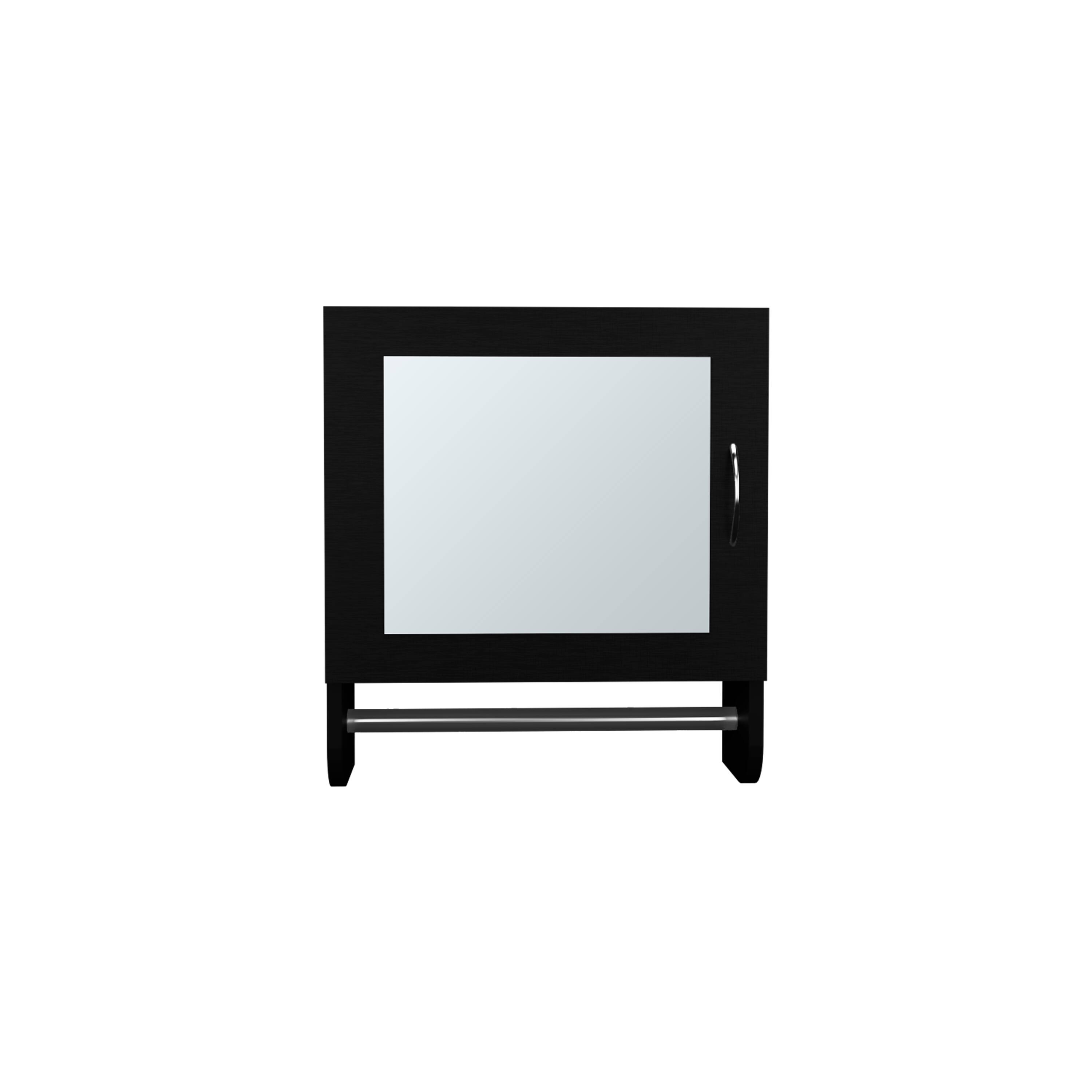 TuHome - Botiq Mirror Medicine Cabinet With Towel Rack Black, One Door With Two Interior Shelves For Bathroom - Black Wengue