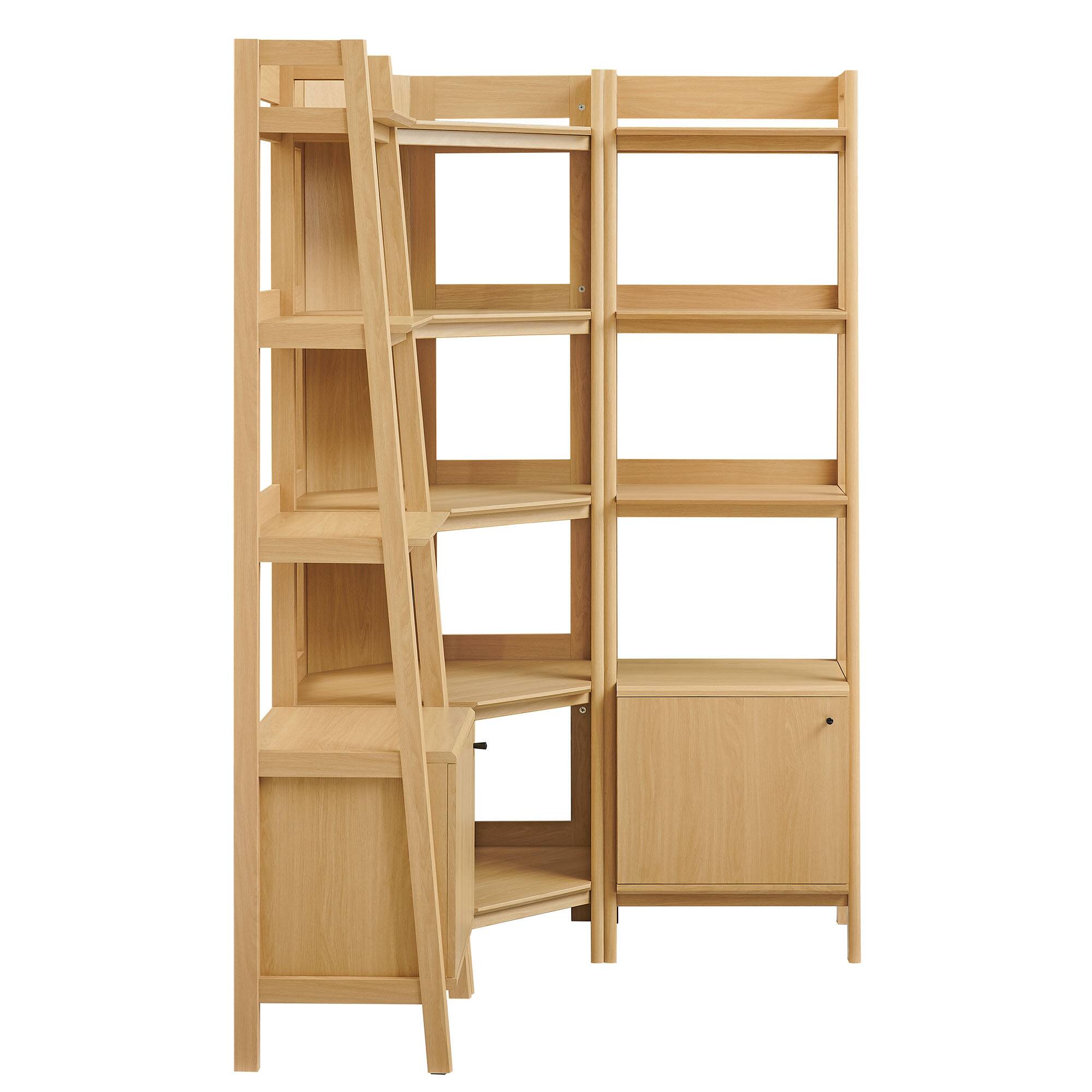 Alt View 2. Modway - Bixby 3-piece Corner Bookshelf Set with Narrow Bookshelves by Modway - Oak.