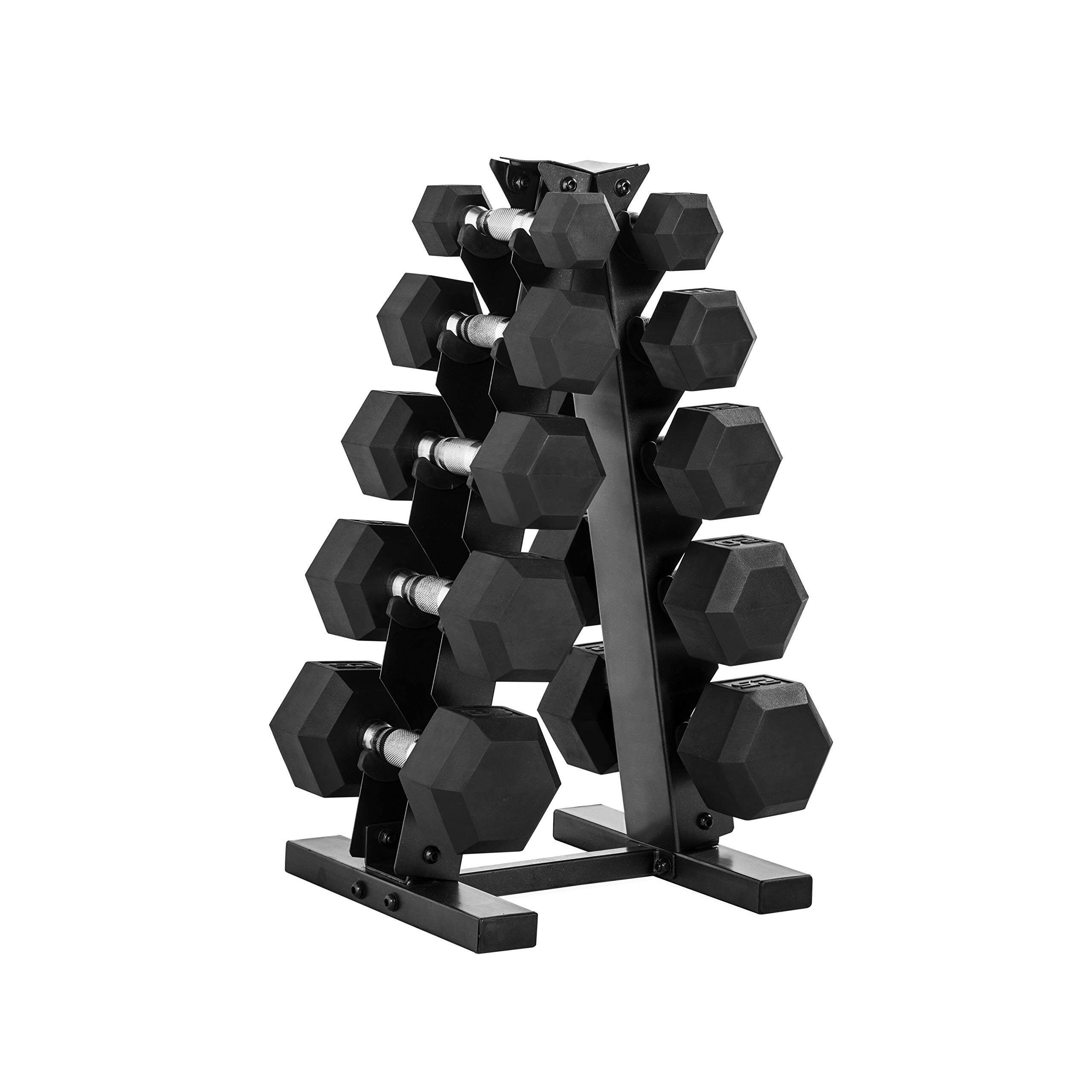 Front. ThinkLink Electronic - Dumbbell Set With Vertical A frame Rack Carbon p SET INCLUDES A pair of 5 pound 10 pound 15 pound 20 pound - MULTI.