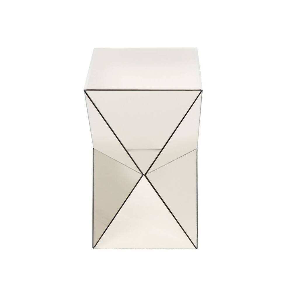 Alt View 1. Loheer - Loheer Champagne Mirrored Side Table Geometric End Table Luxe Accent - Champagne.