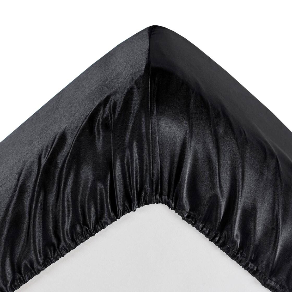 Alt View 4. Gracie Mills - Gracie Mills Coralie 6-Piece Wrinkle-free Satin Sheet Set - Black.