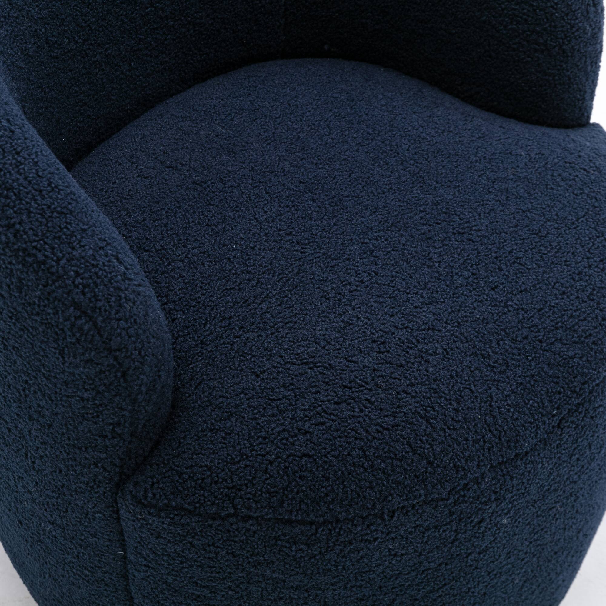 Alt View 9. GOODSILO - Plush Swivel Accent Armchair with Ergonomic Design and 360-Degree Rotation for Modern Interiors - Dark Blue.