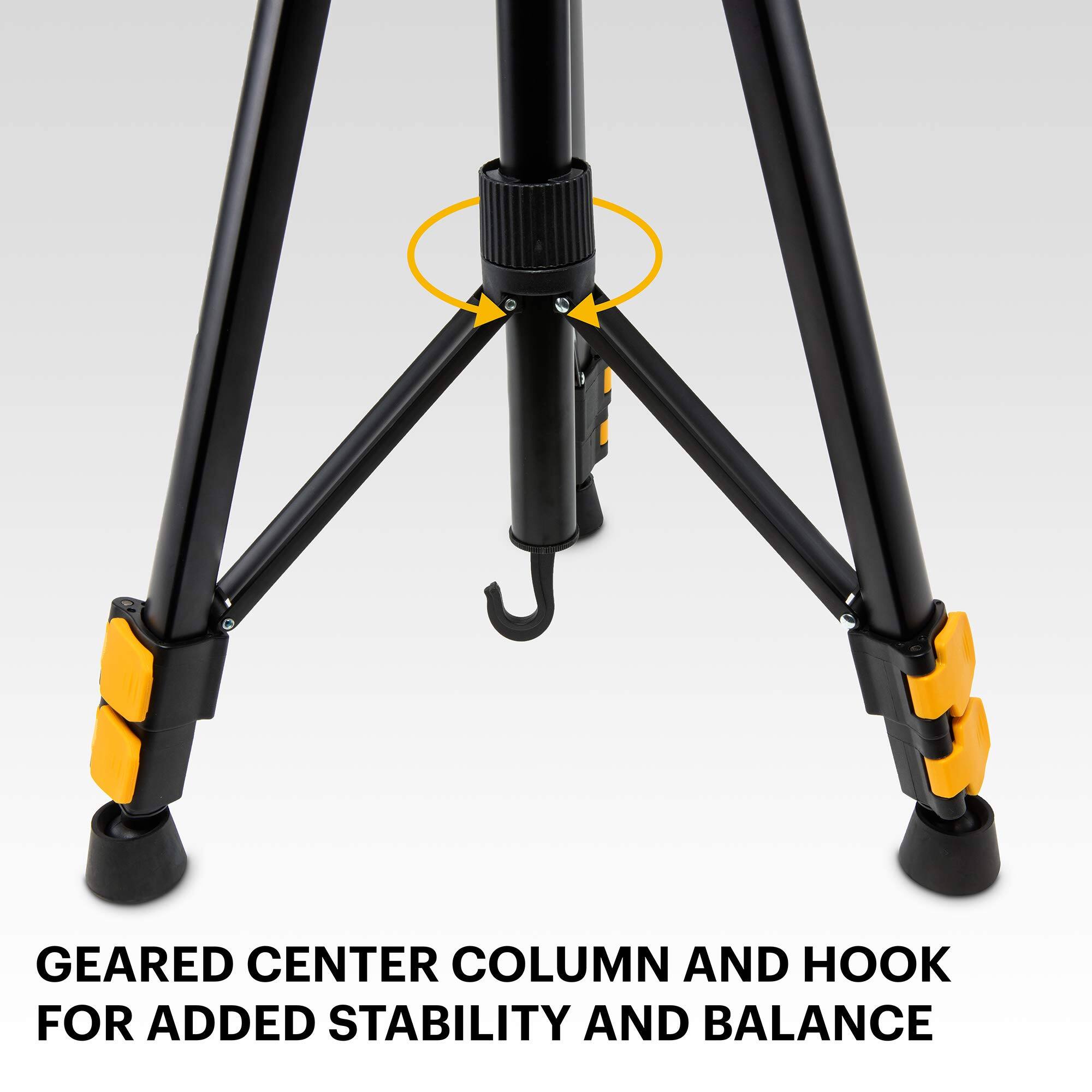 GEARED CENTER COLUMN AND HOOK
FOR ADDED STABILITY AND BALANCE