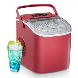 Euhomy - Portable Countertop Ice Maker - 9 Cubes in 6 Mins, 26lbs/Day, Self-Cleaning with Ice Scoop & Basket, for Home/Office/RV - Red